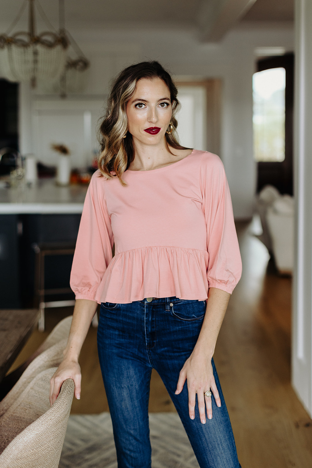 muguet heart button peplum tops muguet heart button peplum tops